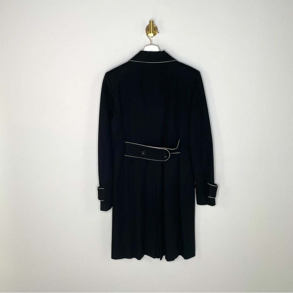 Elevated Minimalist | Black Knee-Length Trench w Off White Piping Trim | by Loft - Picture 14 of 16